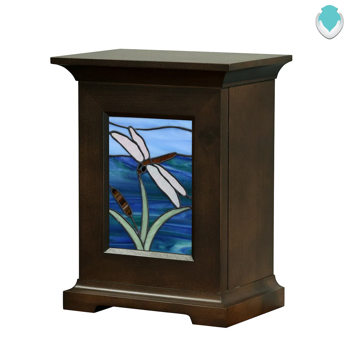 Dragonfly Stained Glass Wood Urn