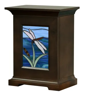 Dragonfly Stained Glass Wood Urn