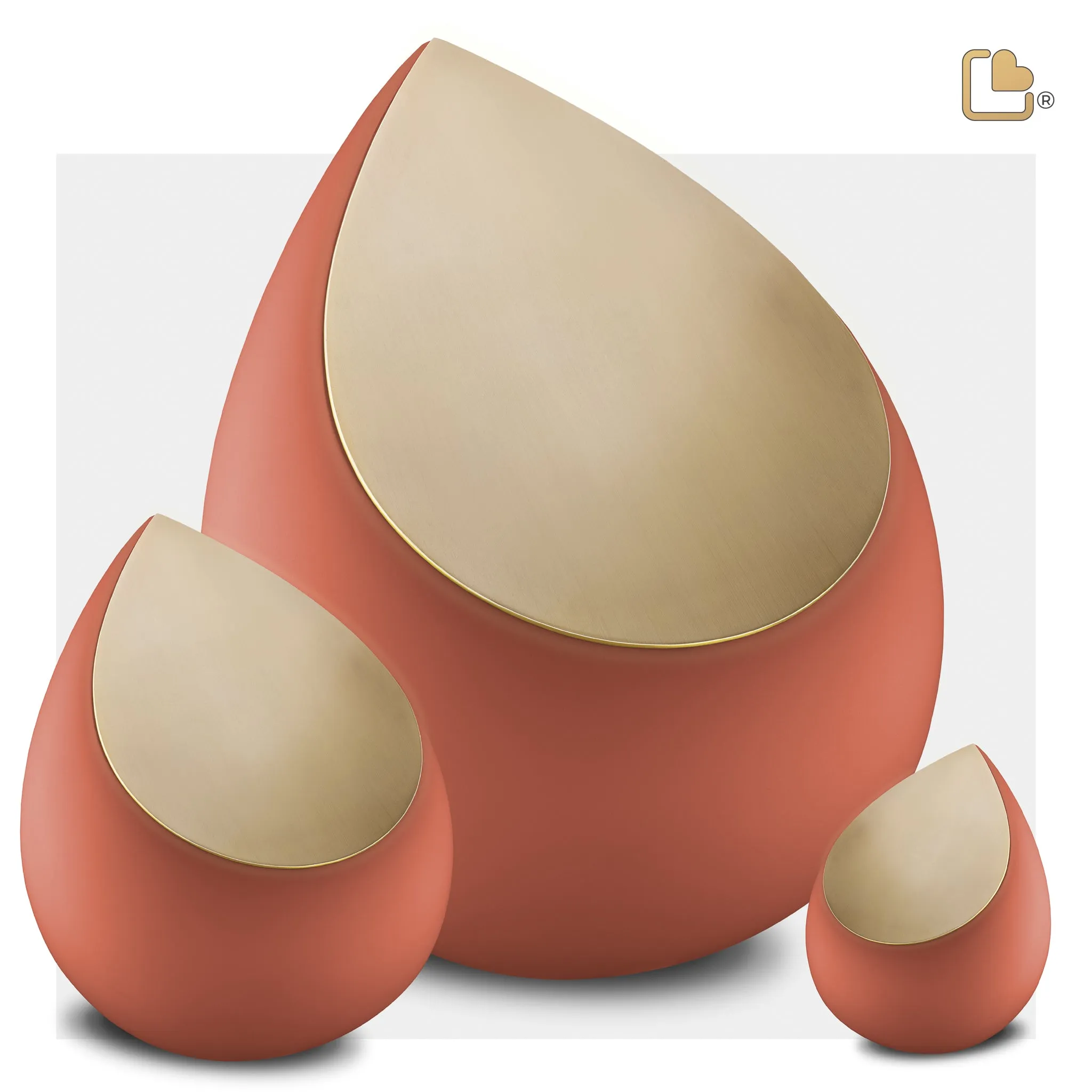 Drop Heart Keepsake Urn Terracotta & Brushed Gold