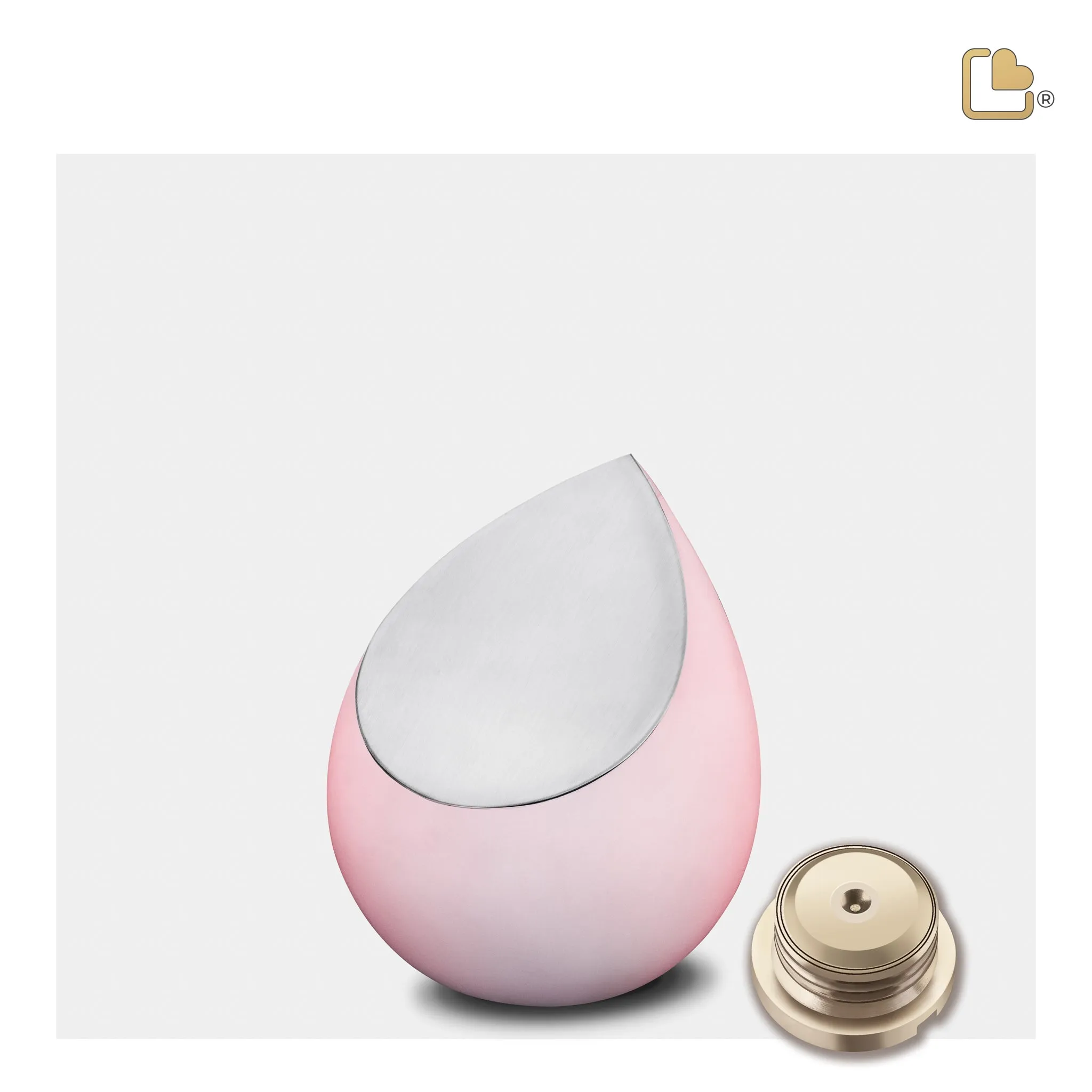 Drop Keepsake Urn Pink & Bru Pewter