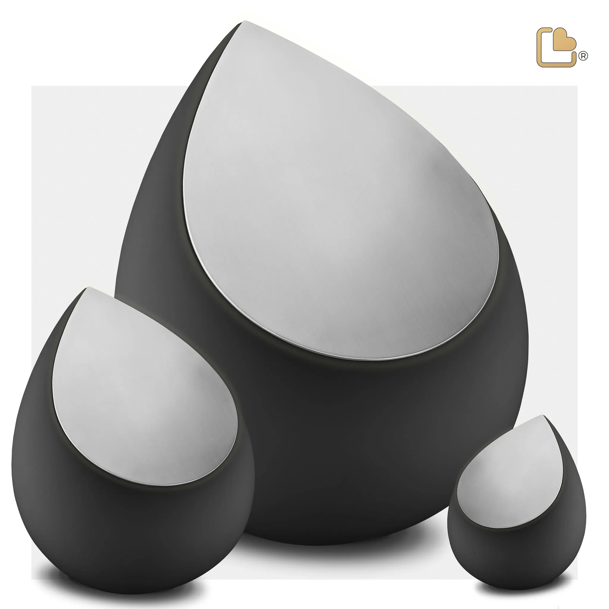 Drop Tealight Urn Black & Polished Silver