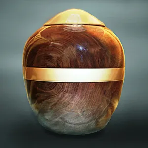 Elegance Hand Turned Dark Walnut Wood Companion Urn