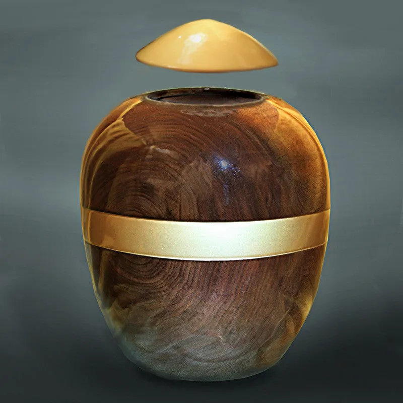 Elegance Hand Turned Dark Walnut Wood Companion Urn