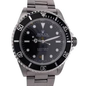 Estate Rolex Stainless Steel Oyster Perpetual Submariner Black Dial Black Bezel 14060 With Box And Paper C.1996