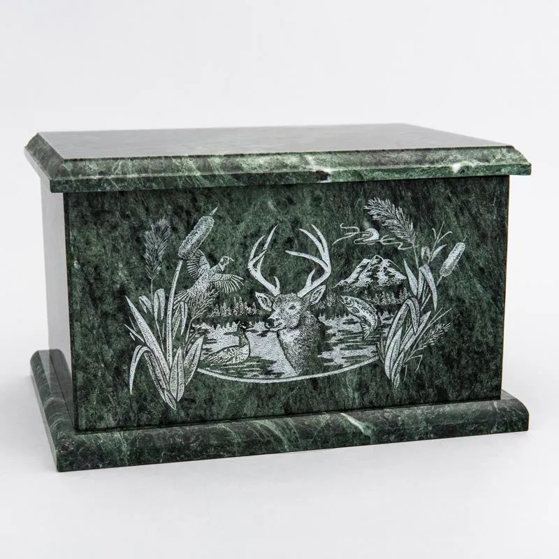 Evermore Rectangle Natural Marble Cremation Urn in Green
