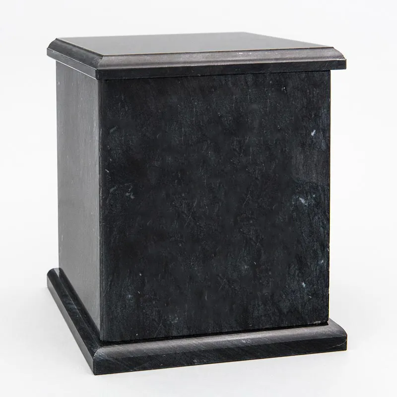Evermore Square Natural Marble Cremation Urn in Black
