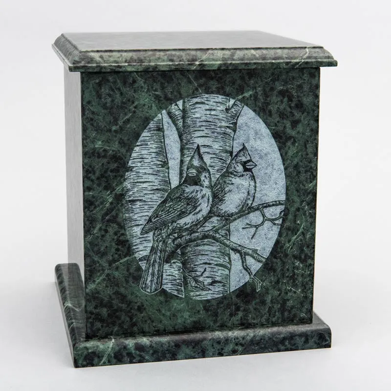 Evermore Square Natural Marble Cremation Urn in Green