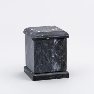 Evermore Square Natural Marble Keepsake Urn in Black