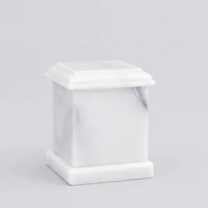 Evermore Square Natural Marble Keepsake Urn in White
