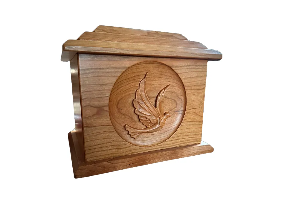 Extra Large Hand-Carved Dove Wooden Urn