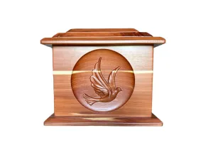 Extra Large Hand-Carved Dove Wooden Urn