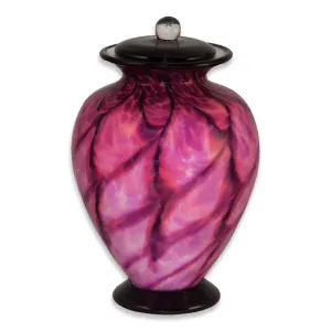 Hand Blown Glass Cremation Urn for Adults in Amato Rose