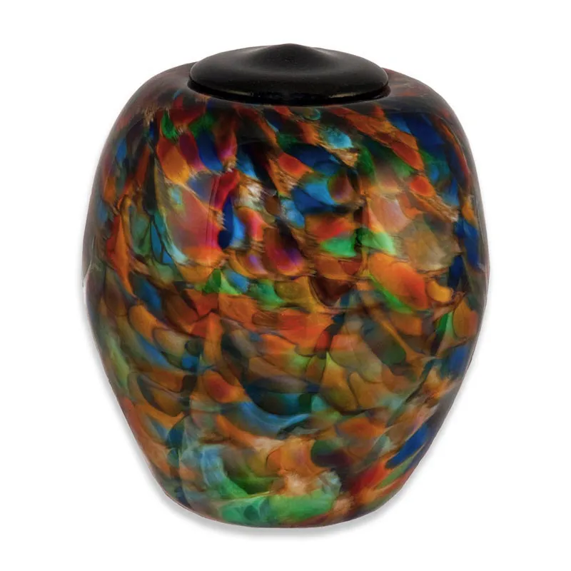 Hand Blown Glass Cremation Urn for Adults in Classic Autumn
