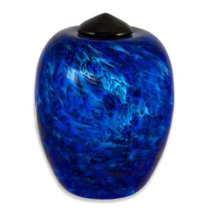 Hand Blown Glass Cremation Urn for Adults in Classic Water