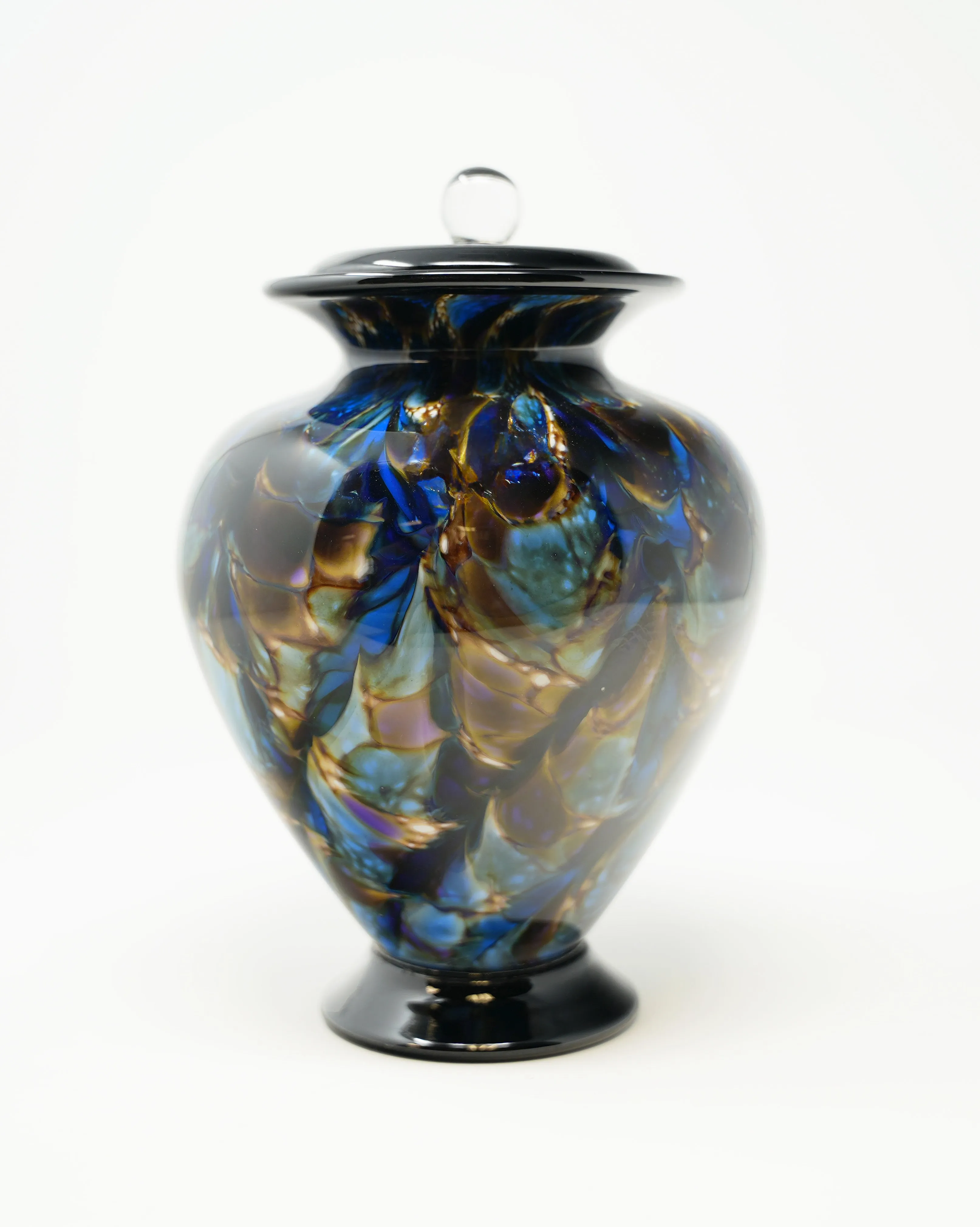 Hand Blown Glass Cremation Urn for Pets in Amato Evening