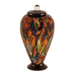 Hand Blown Glass Cremation Urn for Pets in Deco Autumn