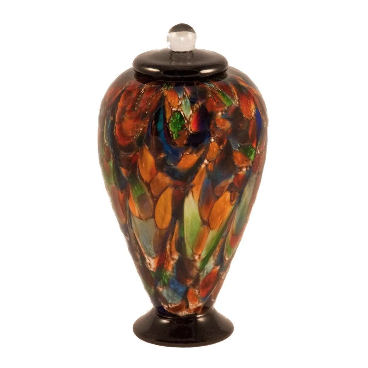 Hand Blown Glass Cremation Urn for Pets in Deco Autumn