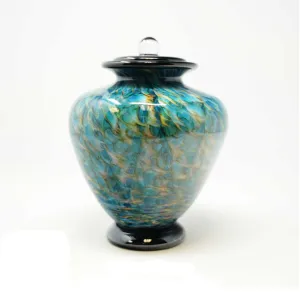 Hand Blown Glass Cremation Urn for Pets in Greco Aegean