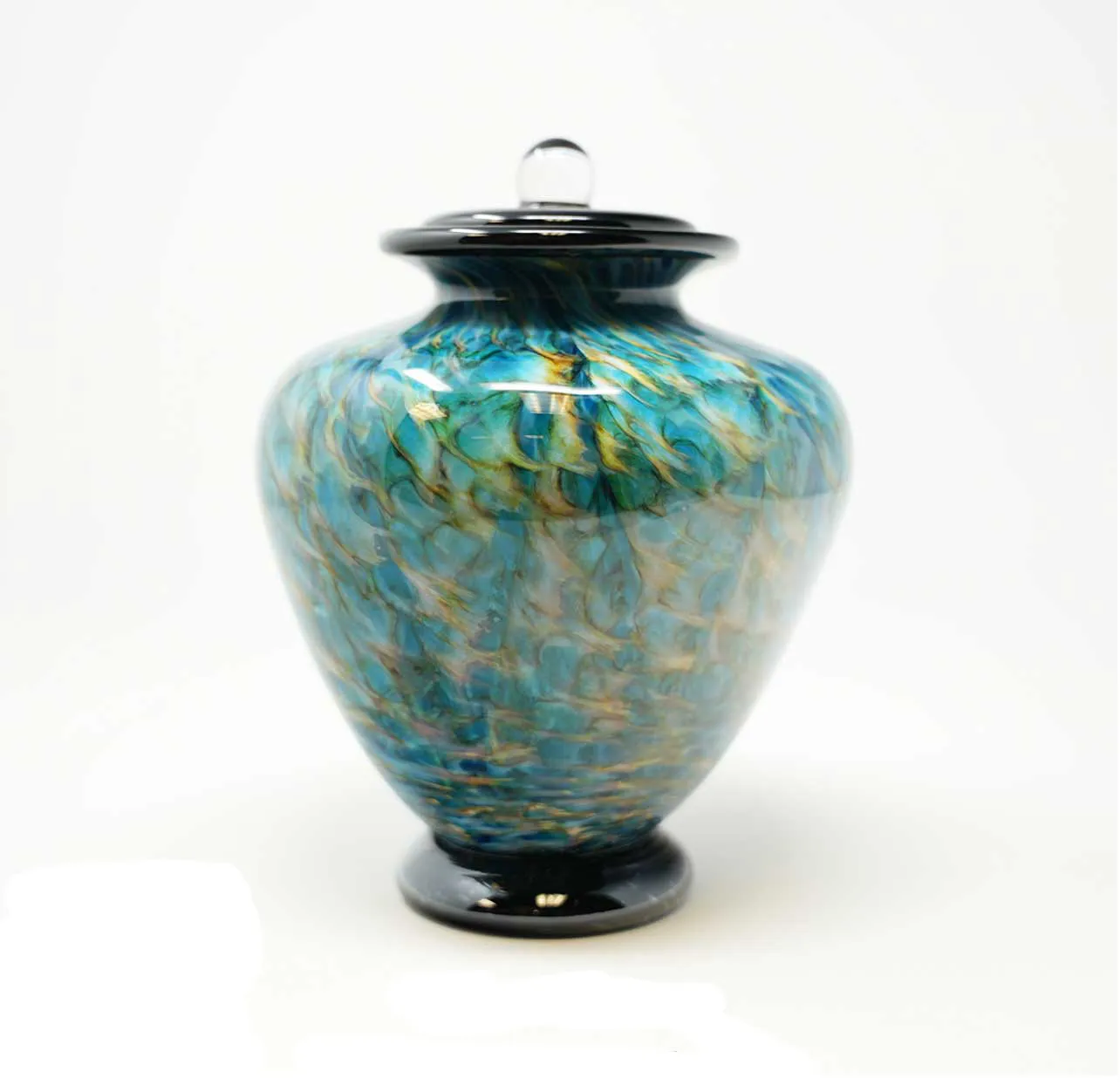 Hand Blown Glass Cremation Urn for Pets in Greco Aegean