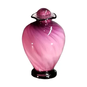 Hand Blown Glass Cremation Urn Il Migliore with Mauve Overlay