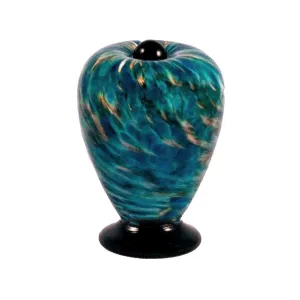 Hand Blown Glass Keepsake Urn in Deco Aegean