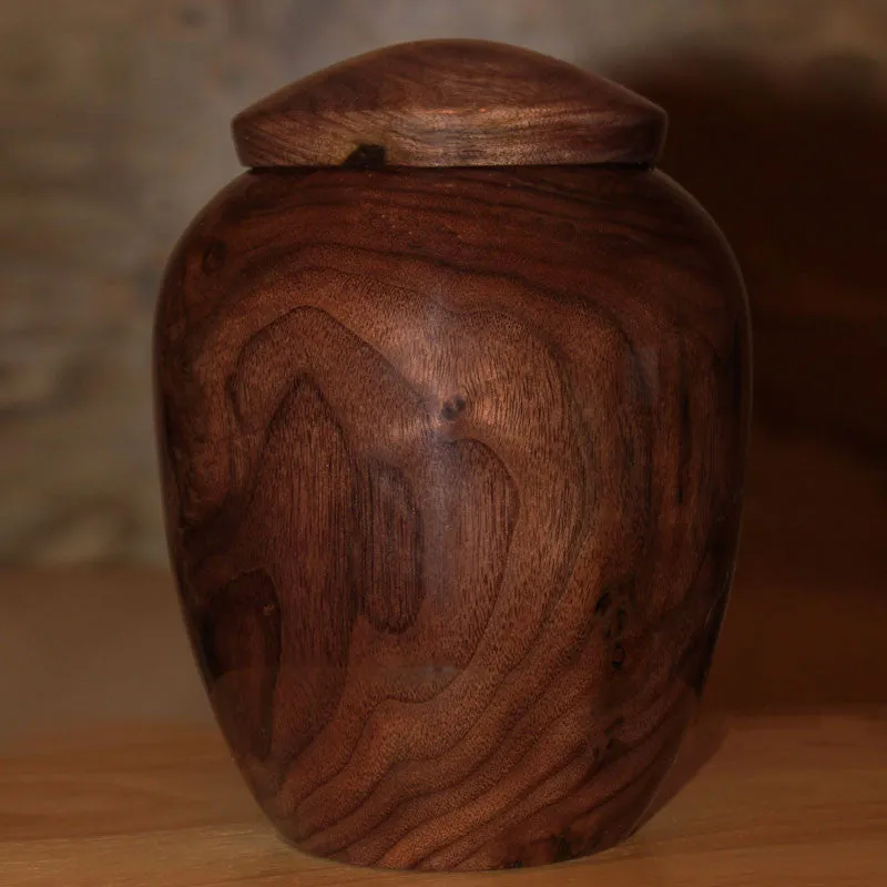 Hand Turned Pure Walnut Wood Cremation Urn