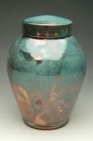 Handmade Celestial Raku Ceramic Cremation Urn