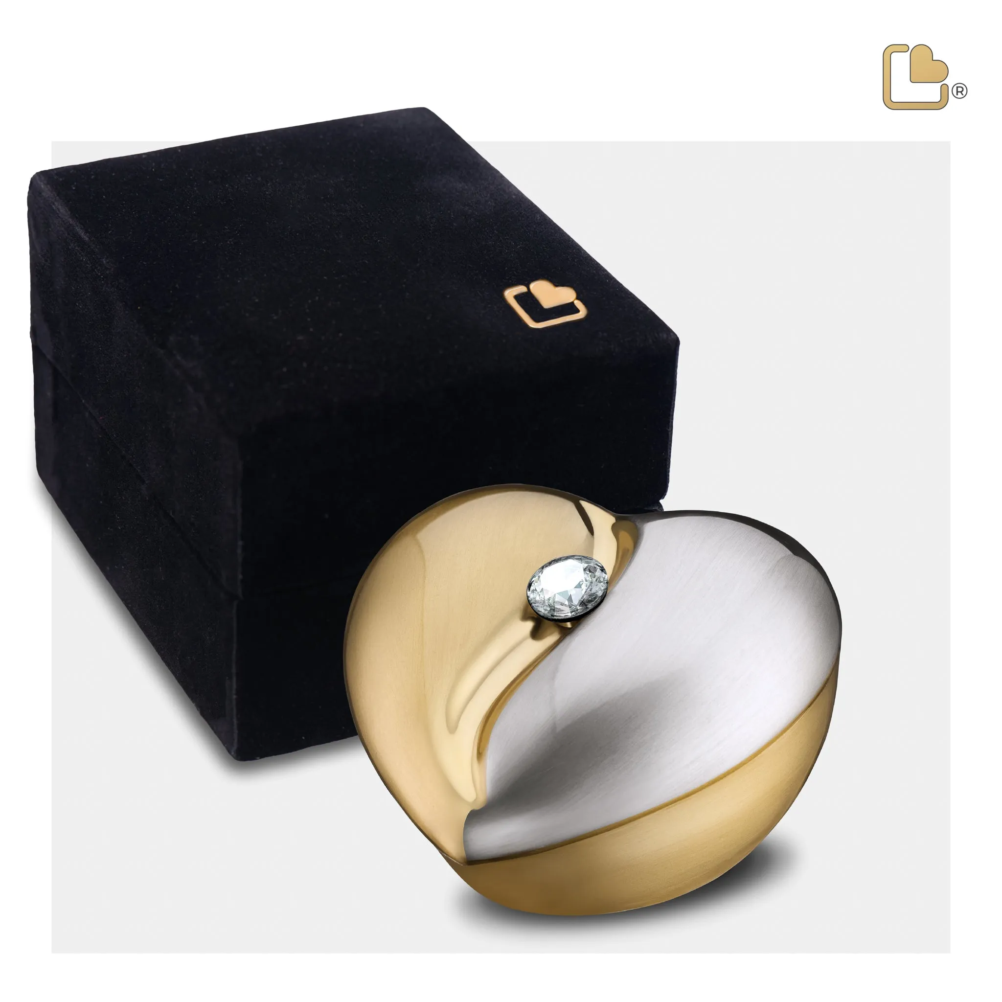 HeartFelt Keepsake Urn Brushed Gold With Crystal