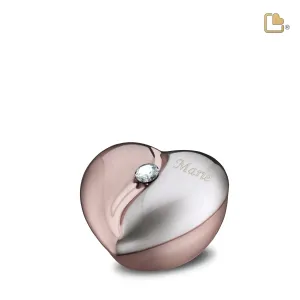 HeartFelt Keepsake Urn Brushed RoseGold With Crystal