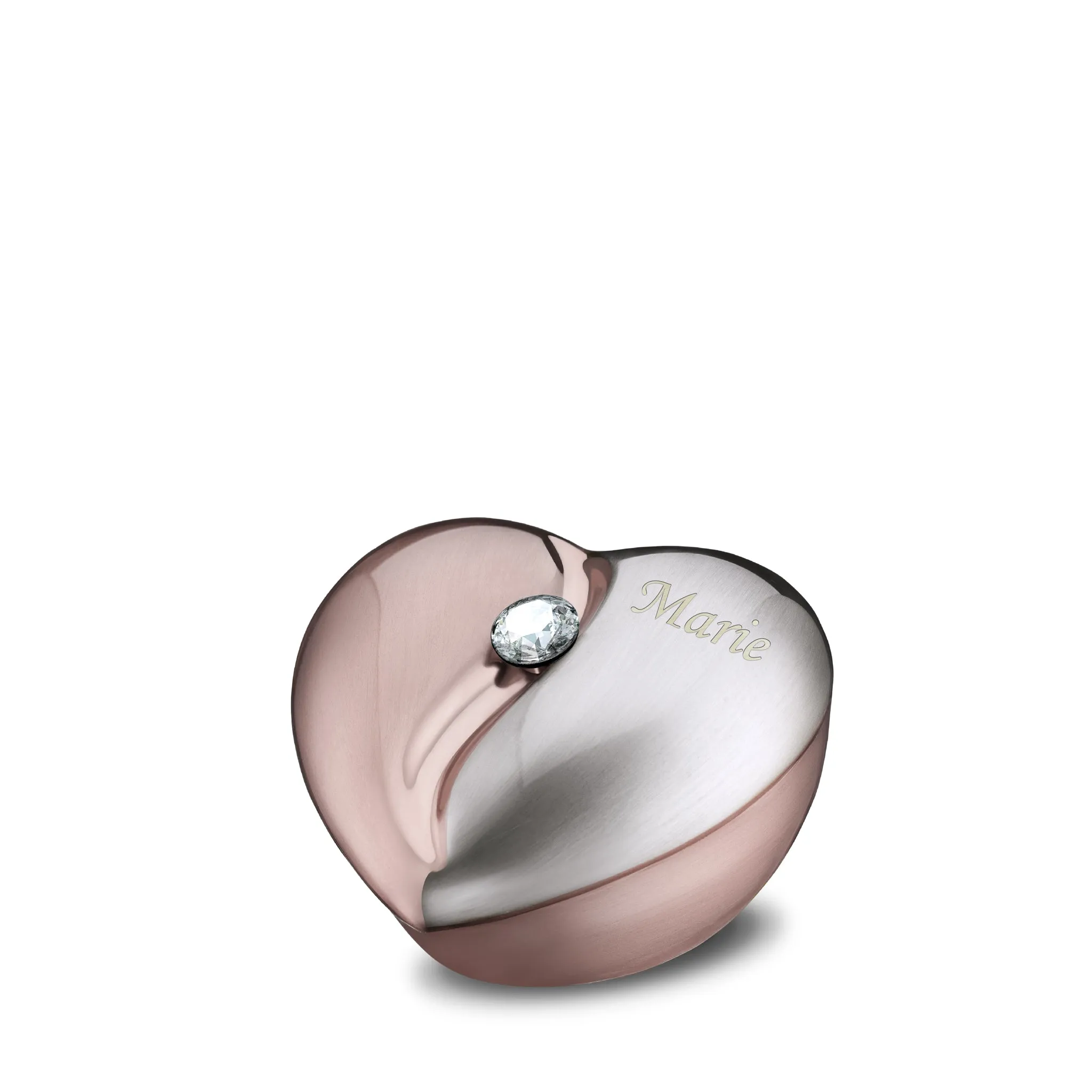 HeartFelt Keepsake Urn Brushed RoseGold With Crystal