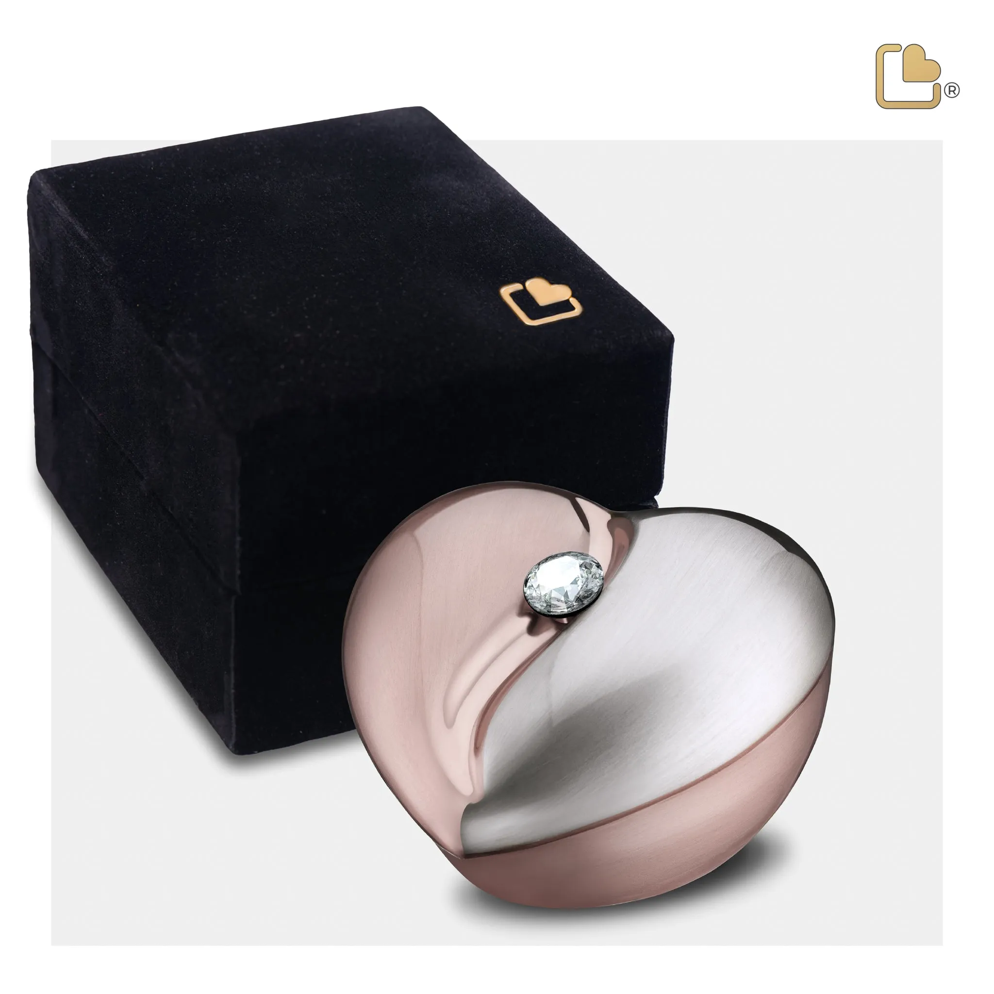 HeartFelt Keepsake Urn Brushed RoseGold With Crystal