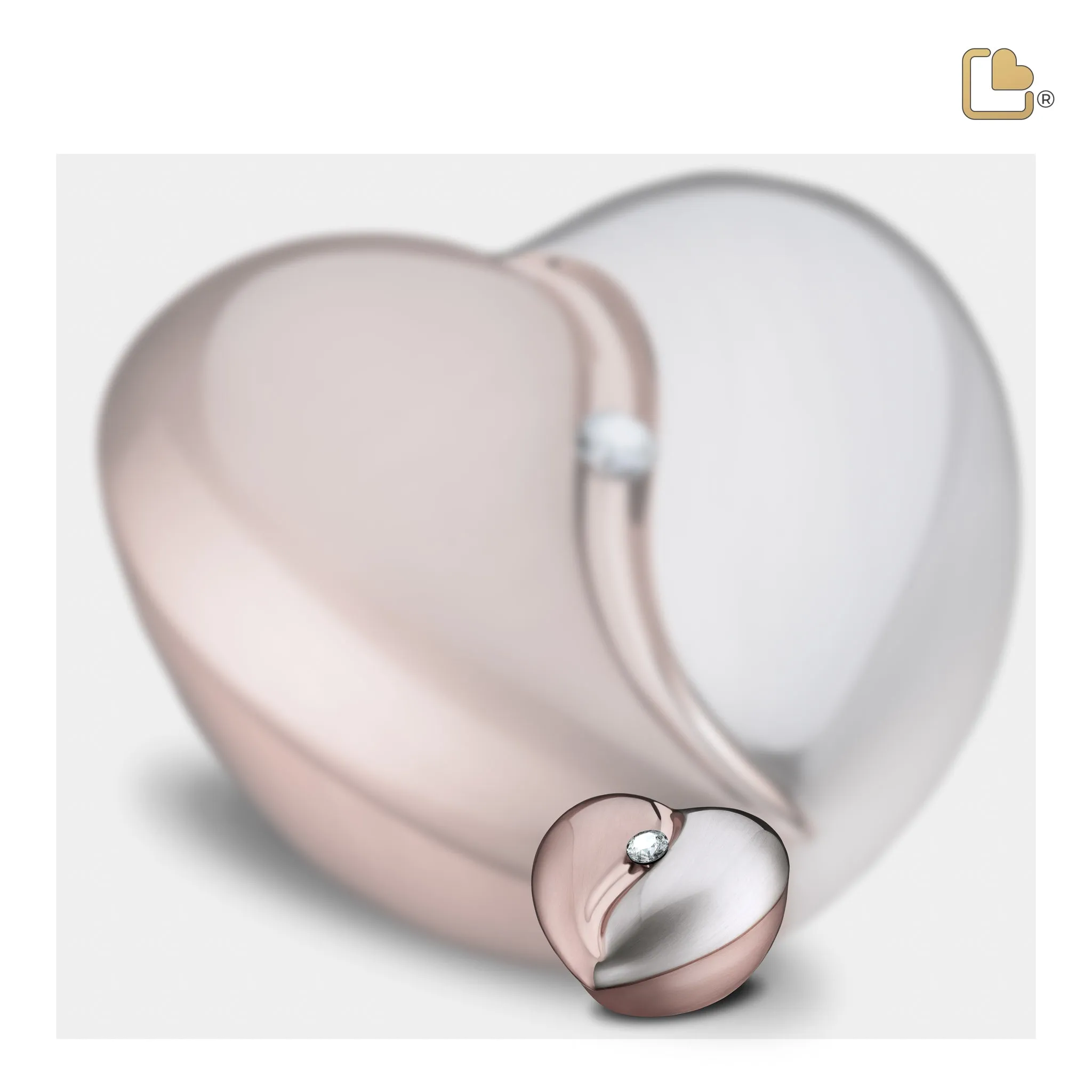 HeartFelt Keepsake Urn Brushed RoseGold With Crystal