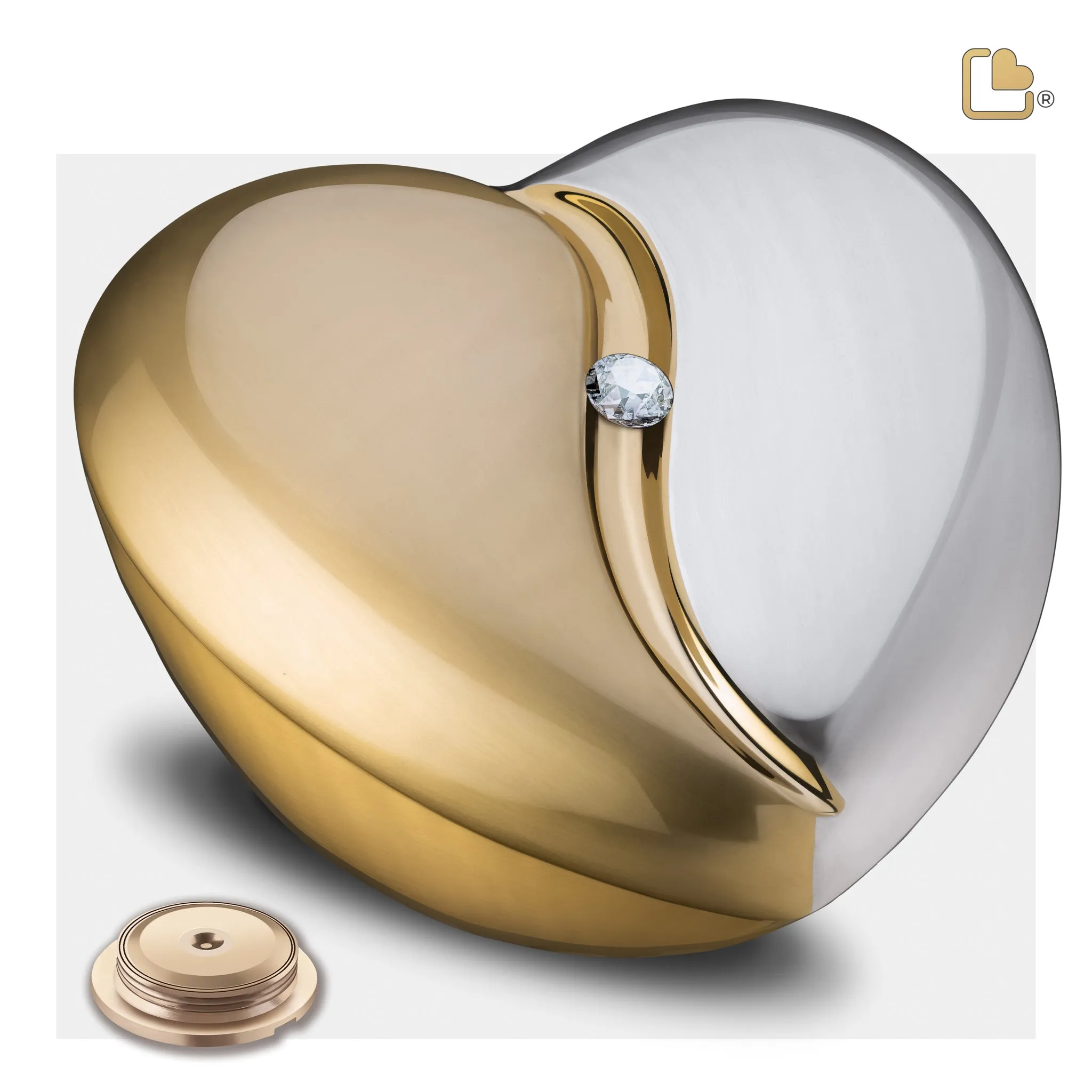 HeartFelt Standard Adult Urn Brushed Gold With Crystal