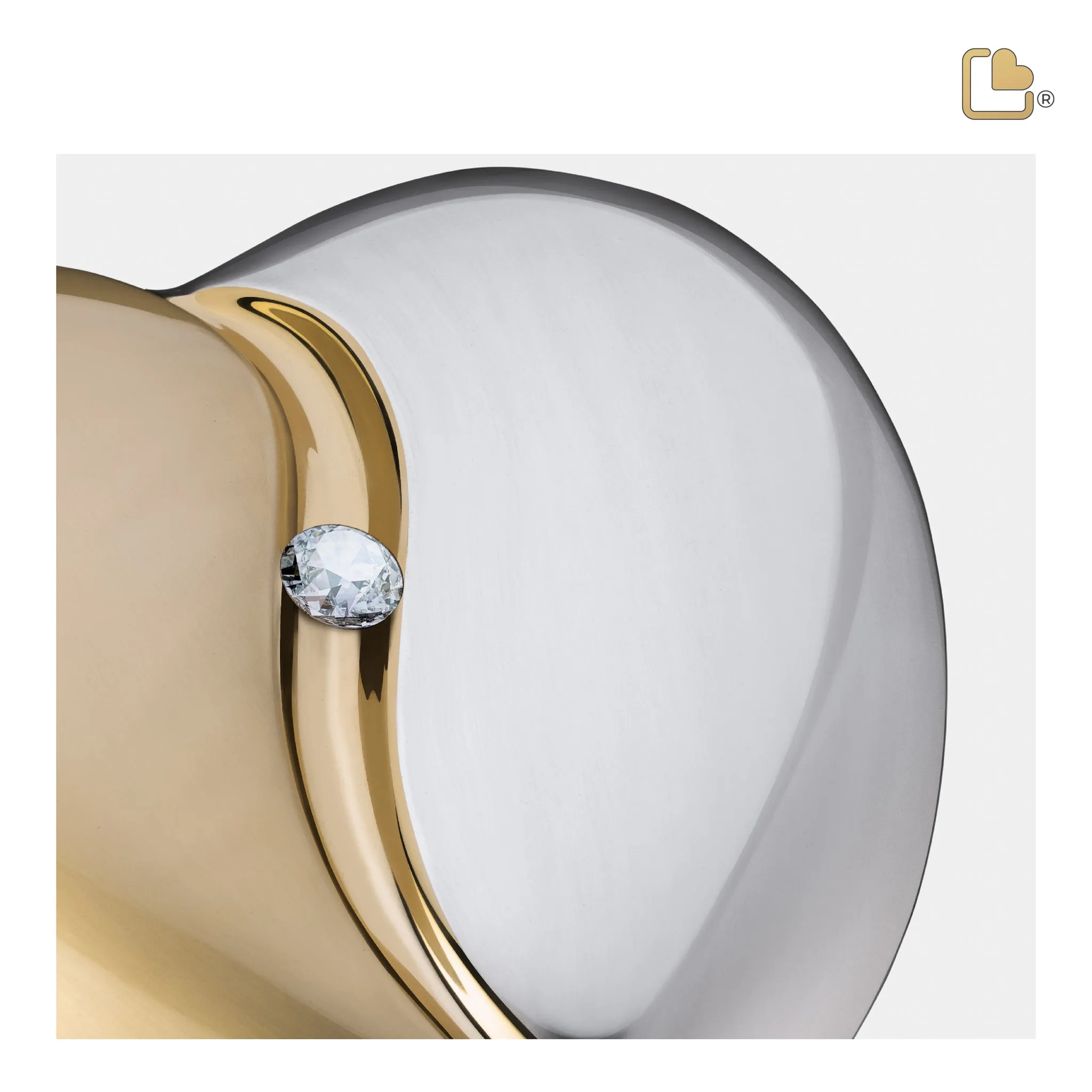 HeartFelt Standard Adult Urn Brushed Gold With Crystal