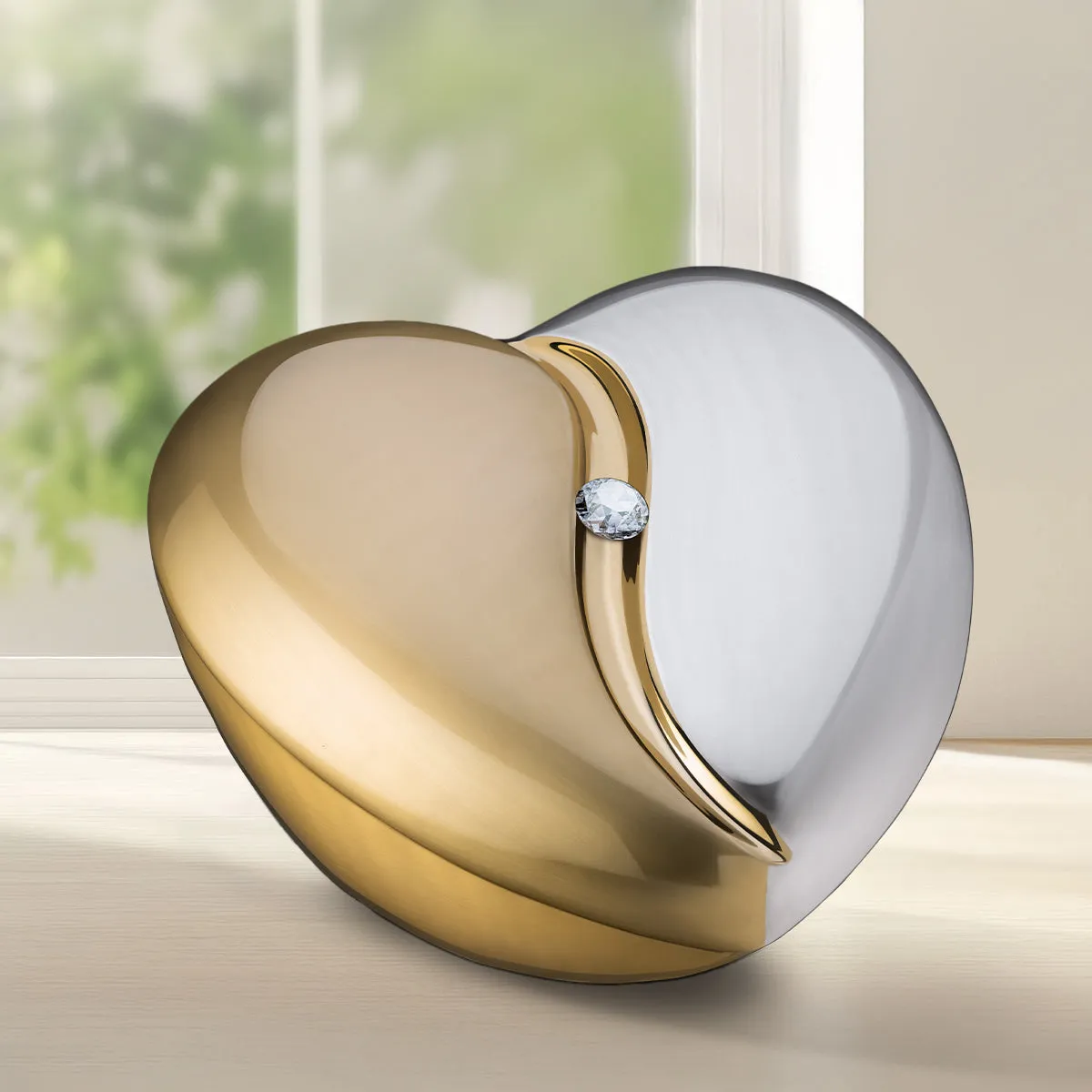 HeartFelt Standard Adult Urn Brushed Gold With Crystal