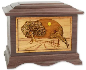 Heartland Pheasant Cremation Urn with Wood Inlay Art Scene