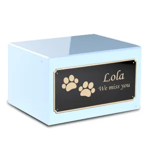 Heritage Light Blue Walking Paws Large Pet Cremation Box Urn