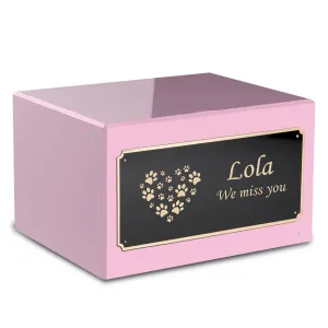 Heritage Light Pink Heart Paws Large Pet Cremation Box Urn