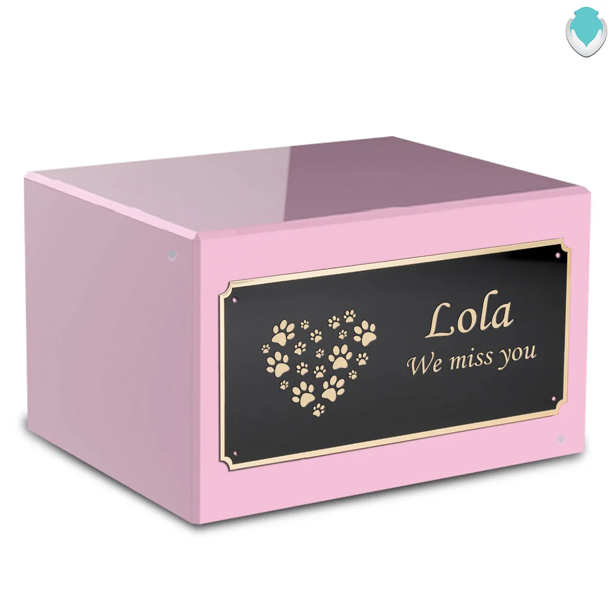 Heritage Light Pink Heart Paws Large Pet Cremation Box Urn