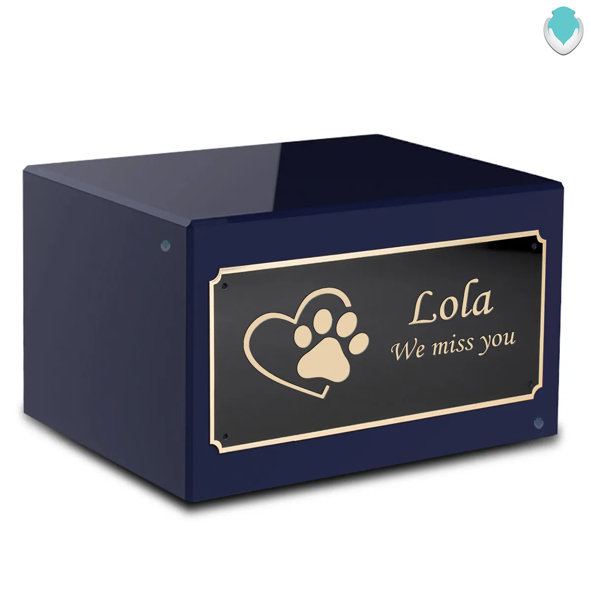 Heritage Navy Single Paw Heart Large Pet Cremation Box Urn