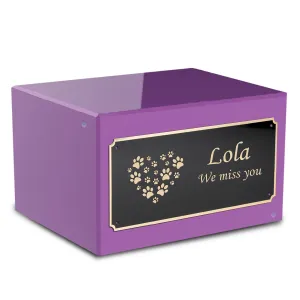 Heritage Purple Heart Paws Large Pet Cremation Box Urn