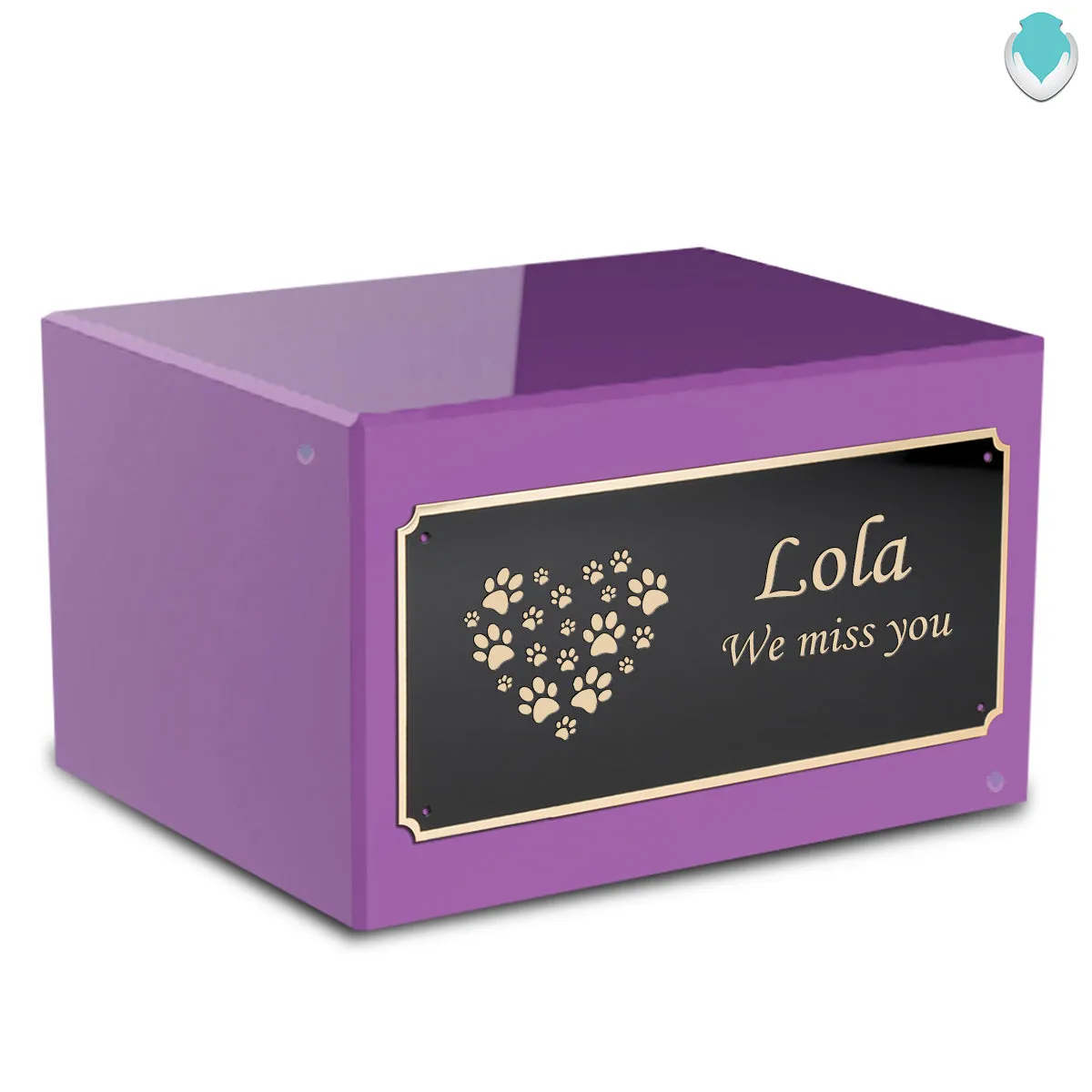 Heritage Purple Heart Paws Large Pet Cremation Box Urn
