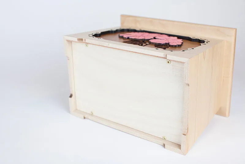 Hibiscus Flower Cremation Urn with Wood Inlay Art