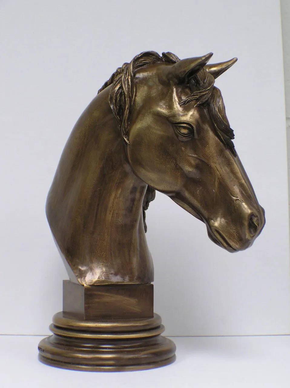 Horse Themed Wood Cremation Urn with Bronze Horse Statue