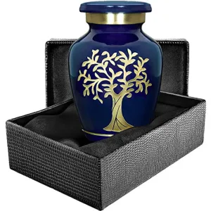 Human KEEPSAKE Cremation Urn | Tree of Life with Blue background
