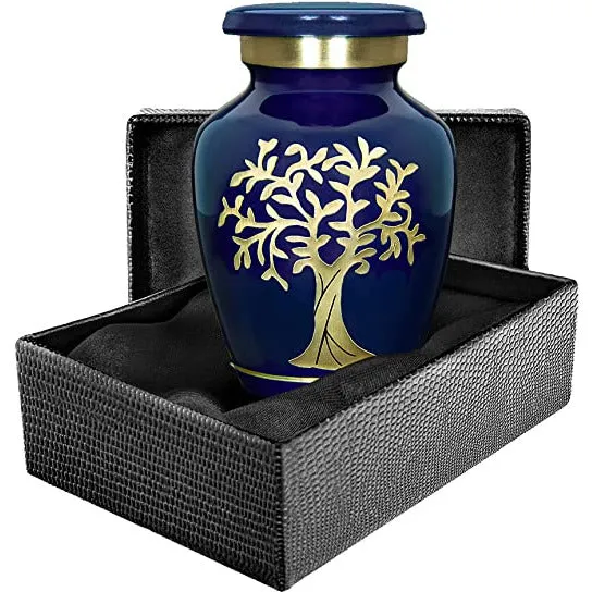 Human KEEPSAKE Cremation Urn | Tree of Life with Blue background