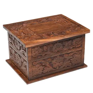 IMPERFECT SELECTION - ADULT - Rosewood Memory Box Urn - Rustic look - Leaf Design