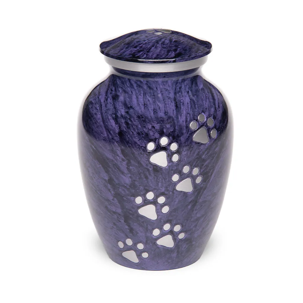 IMPERFECT SELECTION- LARGE Alloy Pet Urn -1658  "Paws to Heaven" - Marbled Stone Finish