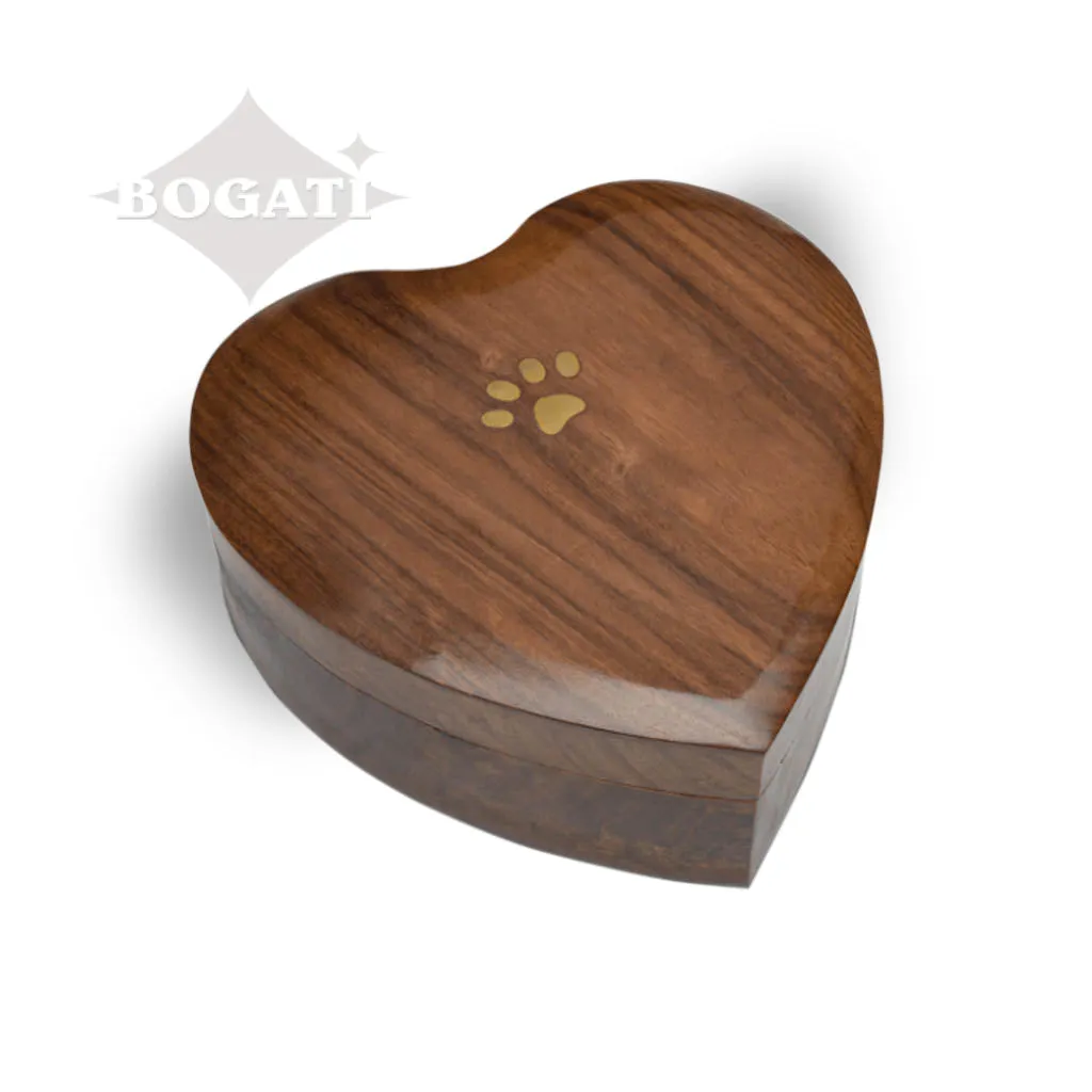 IMPERFECT SELECTION - MEDIUM - Rosewood Heart Box with Lid - Brass Paw Inlay