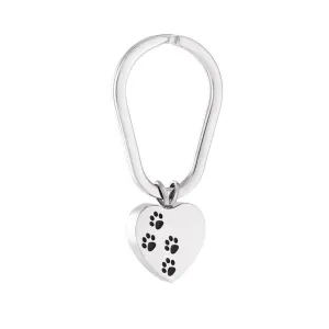 J-004 - Four Paw Print Heart - Silver-tone - Keychain
